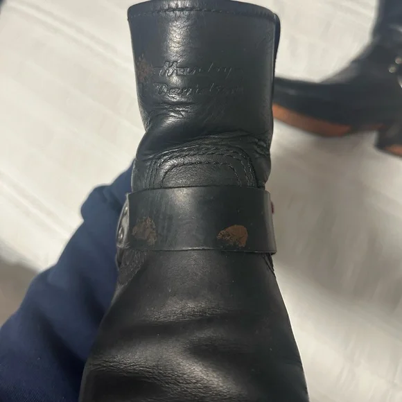 Harley Davidson Black Leather Harness Ankle Boots - Picture 6 of 13